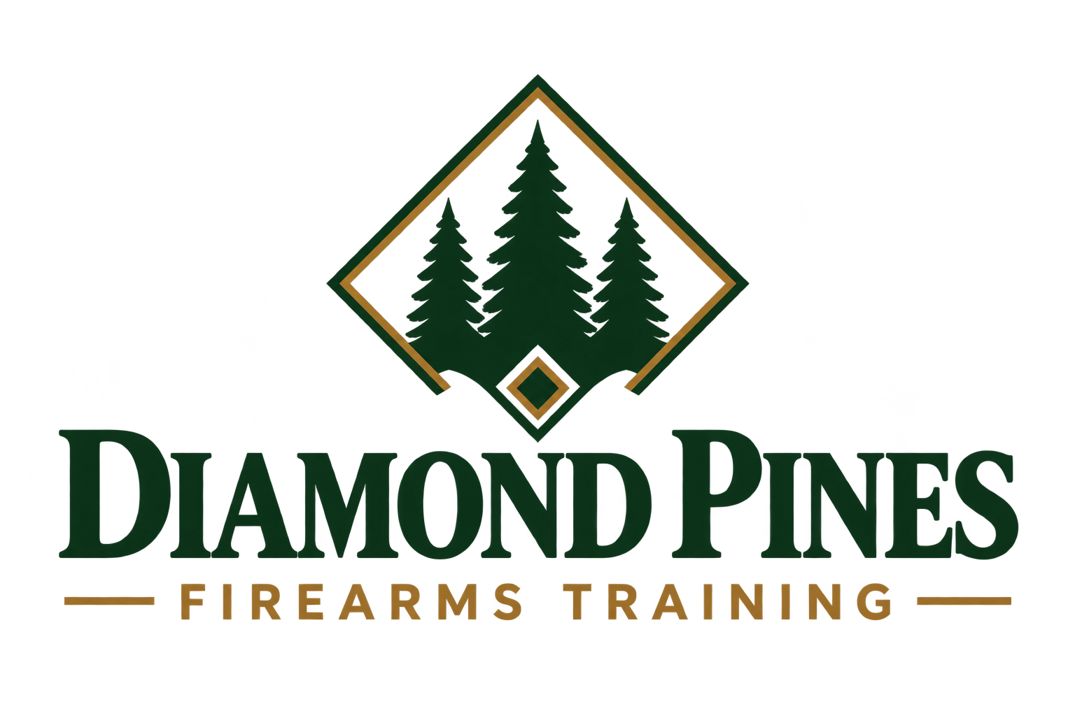 Diamond Pines Firearms Training: three pine trees inside a diamond with a smaller diamond below